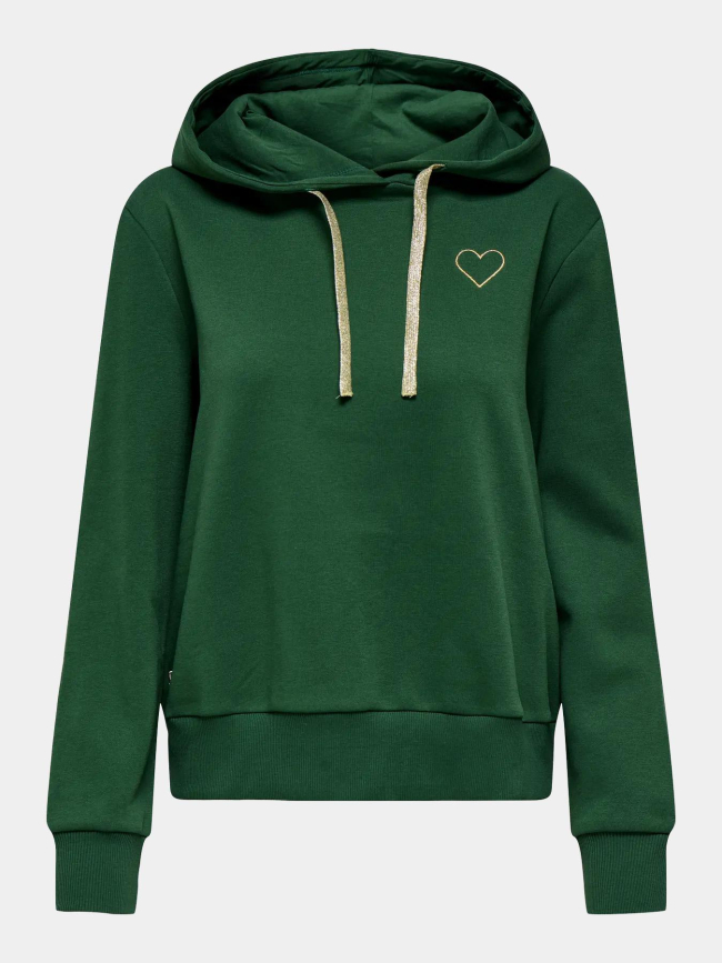 Sweat à capuche cœur noli vert femme - Only