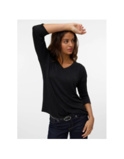 Pull fin manches 3/4 et col v vmbrianna noir femme - Vero Moda