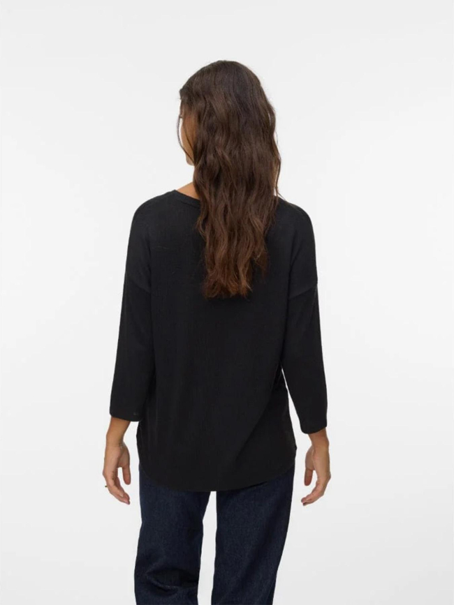 Pull fin manches 3/4 et col v vmbrianna noir femme - Vero Moda