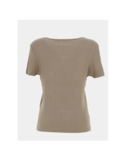 T-shirt côtelé regular léa sauge vert femme - Happy & So