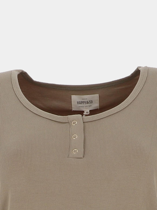 T-shirt côtelé regular léa sauge vert femme - Happy & So