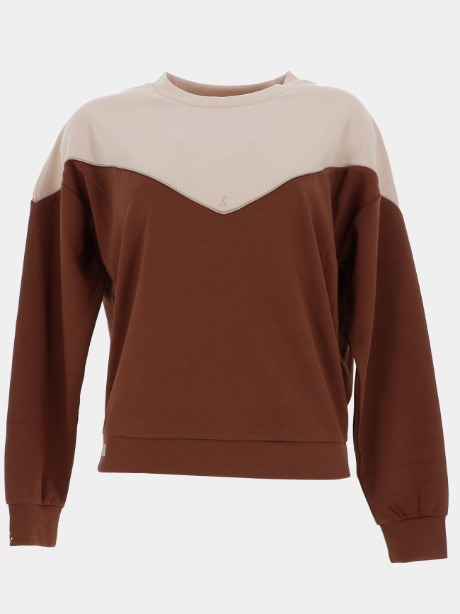 Sweat bicolore lola beige marron femme - Happy & So