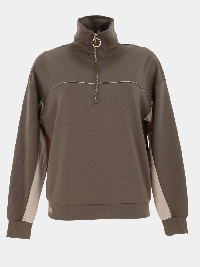 Sweat à col camionneur zippé billy kaki femme - Happy & So