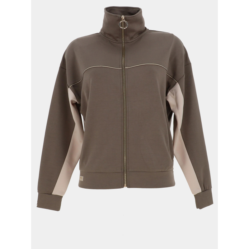 Sweat zippé flo sauge kaki femme - Happy & So