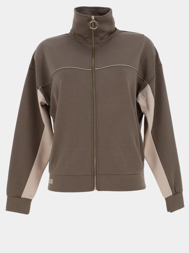 Sweat zippé flo sauge kaki femme - Happy & So