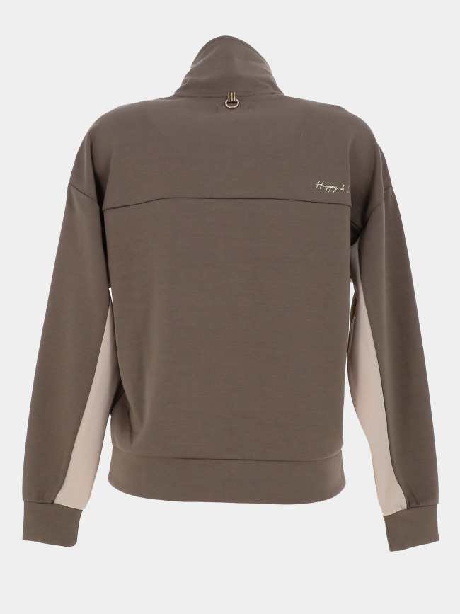 Sweat zippé flo sauge kaki femme - Happy & So