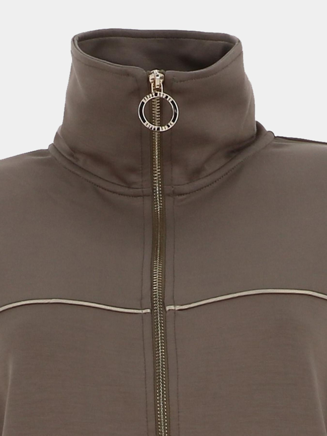 Sweat zippé flo sauge kaki femme - Happy & So