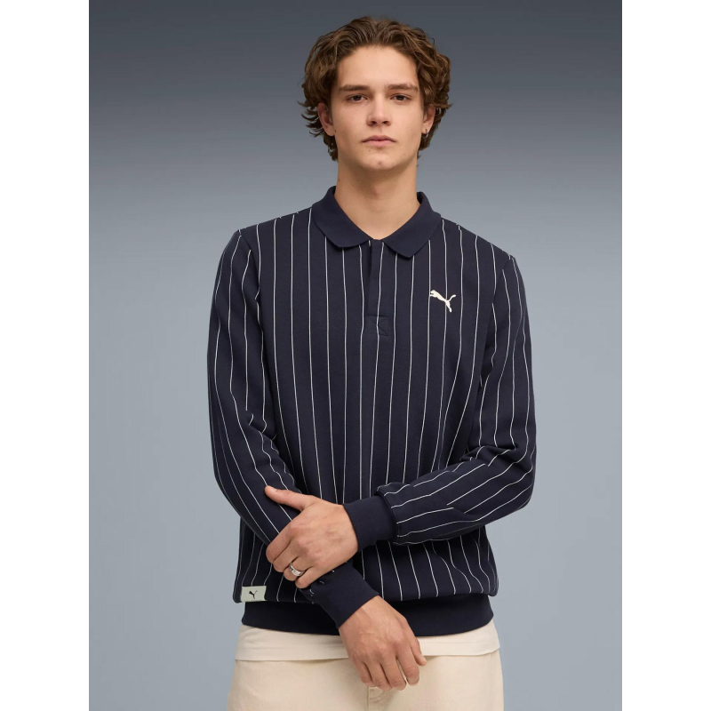 Polo molleton à manches longues class bleu marine homme - Puma