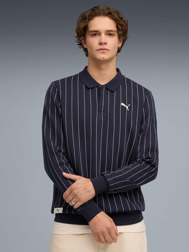 Polo molleton à manches longues class bleu marine homme - Puma