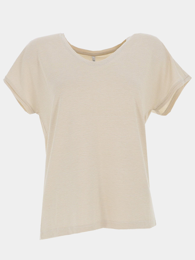 T-shirt rayé pailleté harrie beige femme - Only