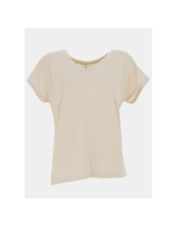 T-shirt rayé pailleté harrie beige femme - Only