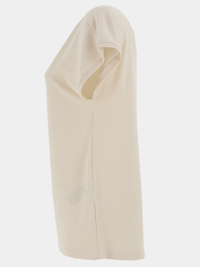 T-shirt rayé pailleté harrie beige femme - Only