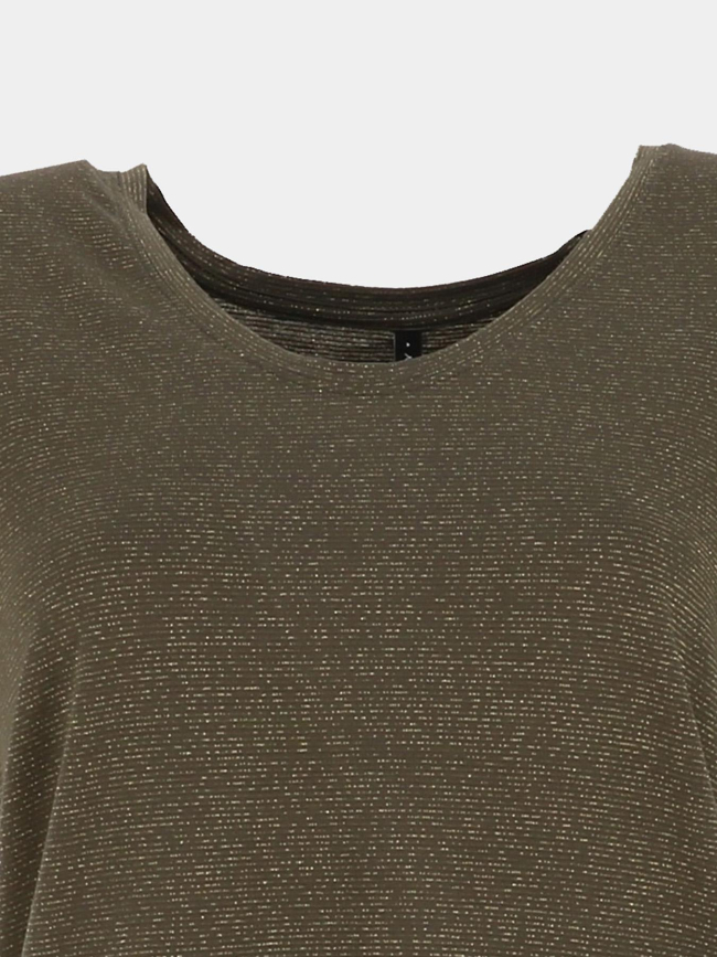 T-shirt rayé pailleté harrie kaki femme - Only