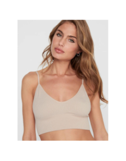 Débardeur crop côtelé vicky beige femme - Only