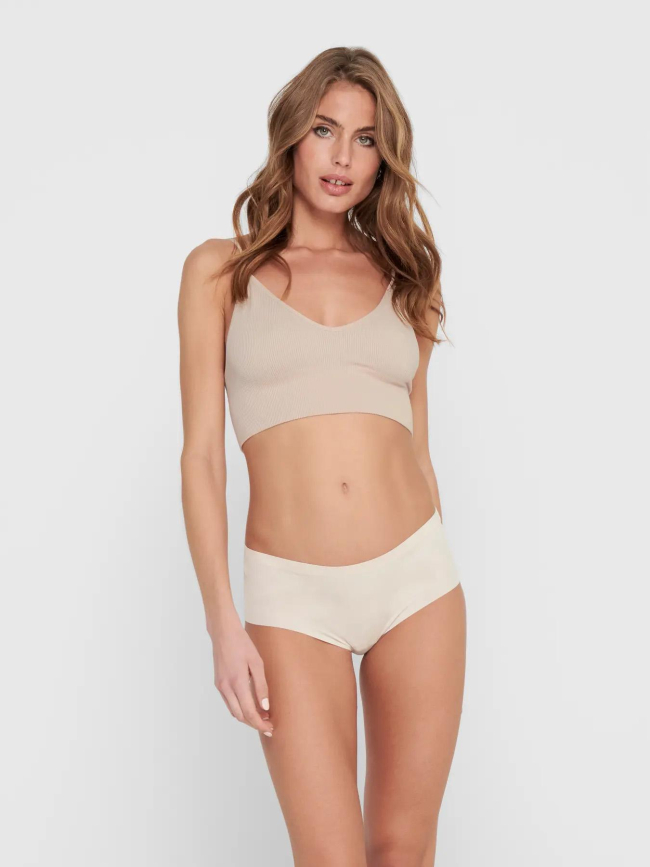 Débardeur crop côtelé vicky beige femme - Only