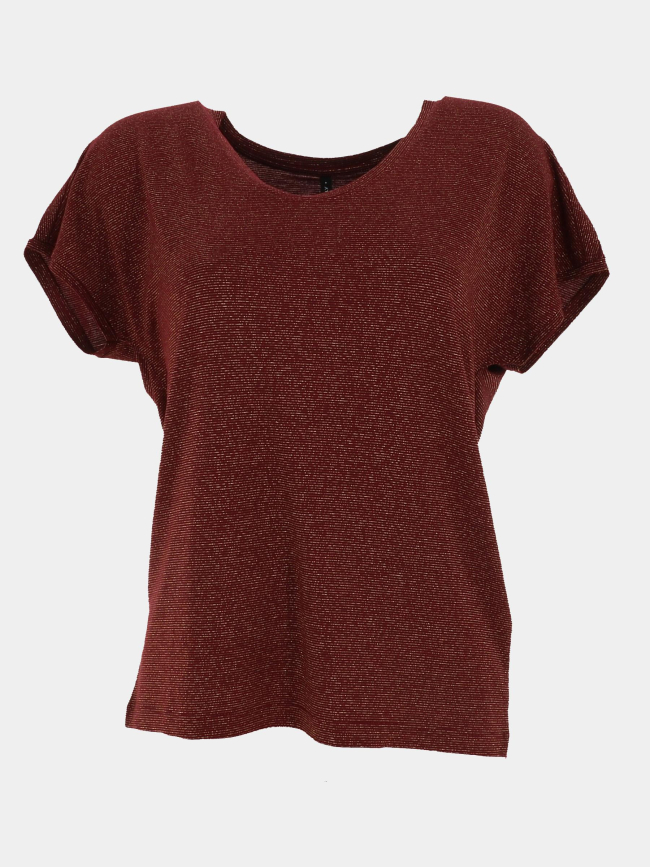 T-shirt rayé pailleté harrie bordeaux femme - Only
