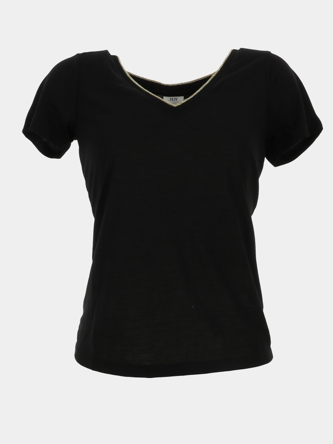 T-shirt col v pailleté doré dalila noir femme - Jdy