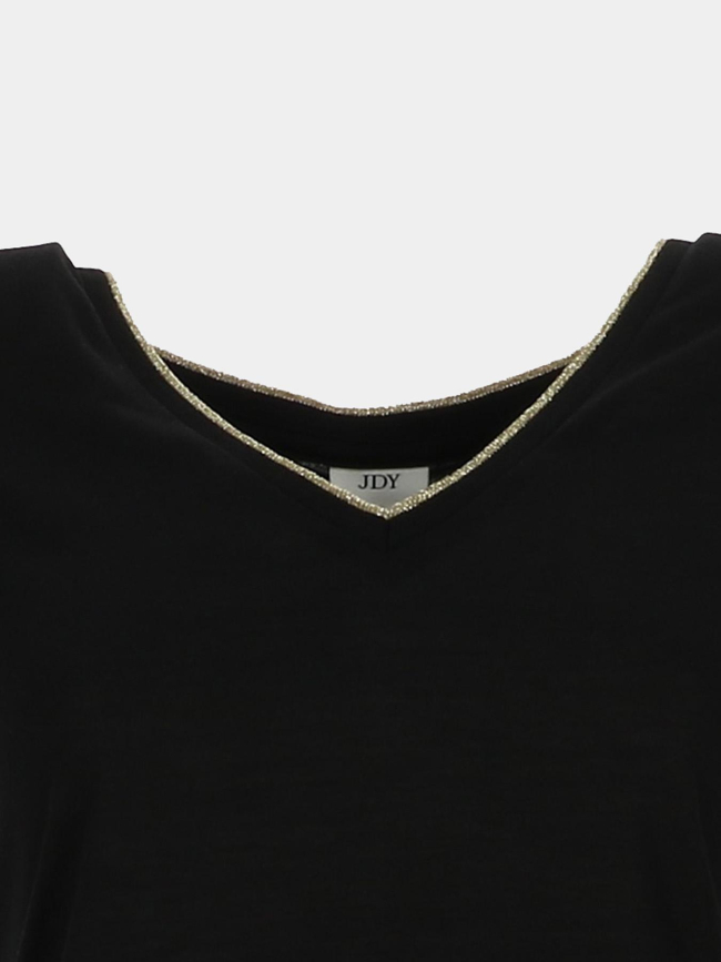 T-shirt col v pailleté doré dalila noir femme - Jdy