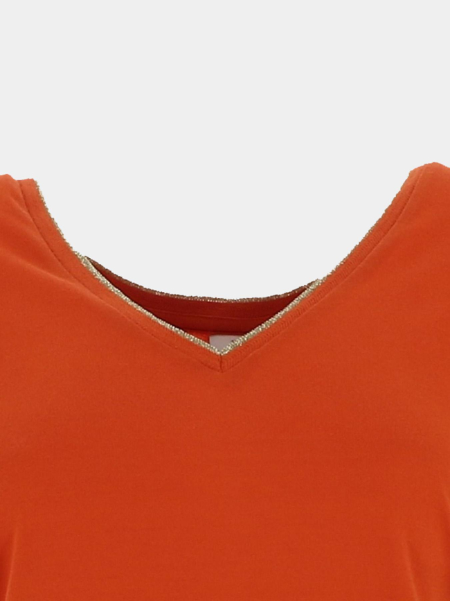 T-shirt col v pailleté dalila orange femme - Jdy