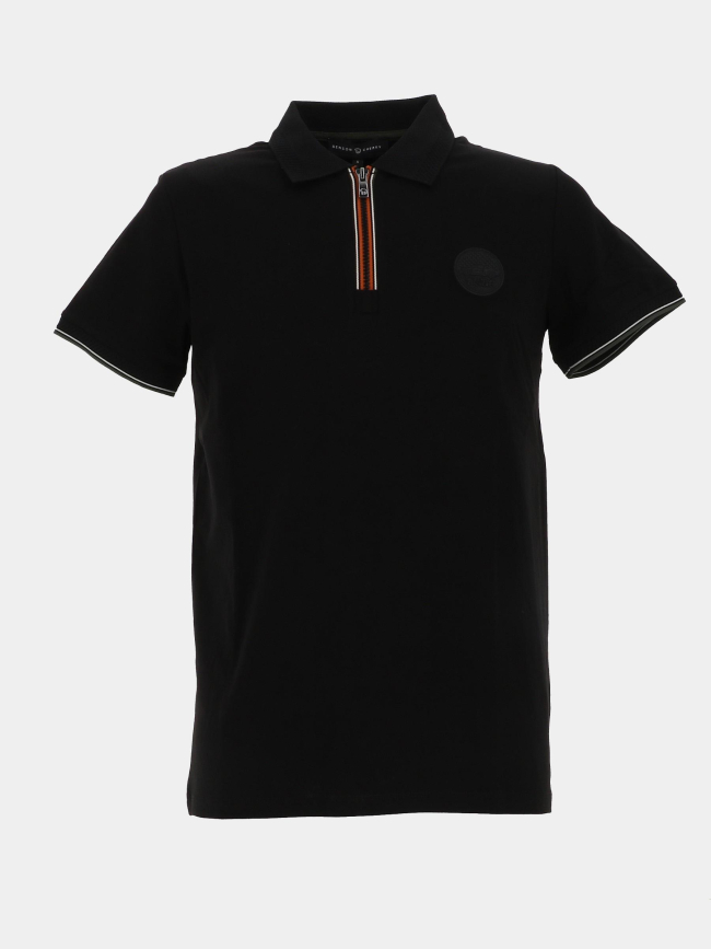 Polo col zippé gspa noir homme - Benson & Cherry