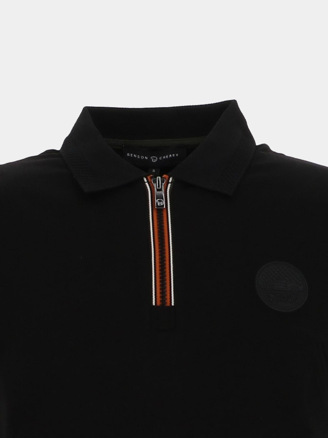 Polo col zippé gspa noir homme - Benson & Cherry