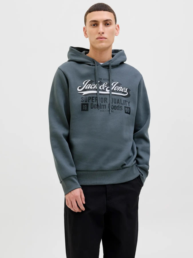 Sweat à capuche logo 25/26 gris homme - Jack & Jones