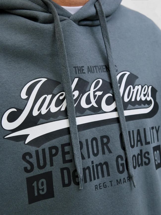 Sweat à capuche logo 25/26 gris homme - Jack & Jones