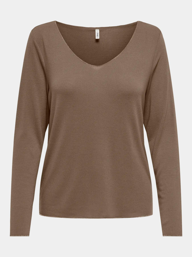 Pull fin uni hanna marron femme - Only