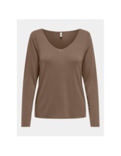 Pull fin uni hanna marron femme - Only