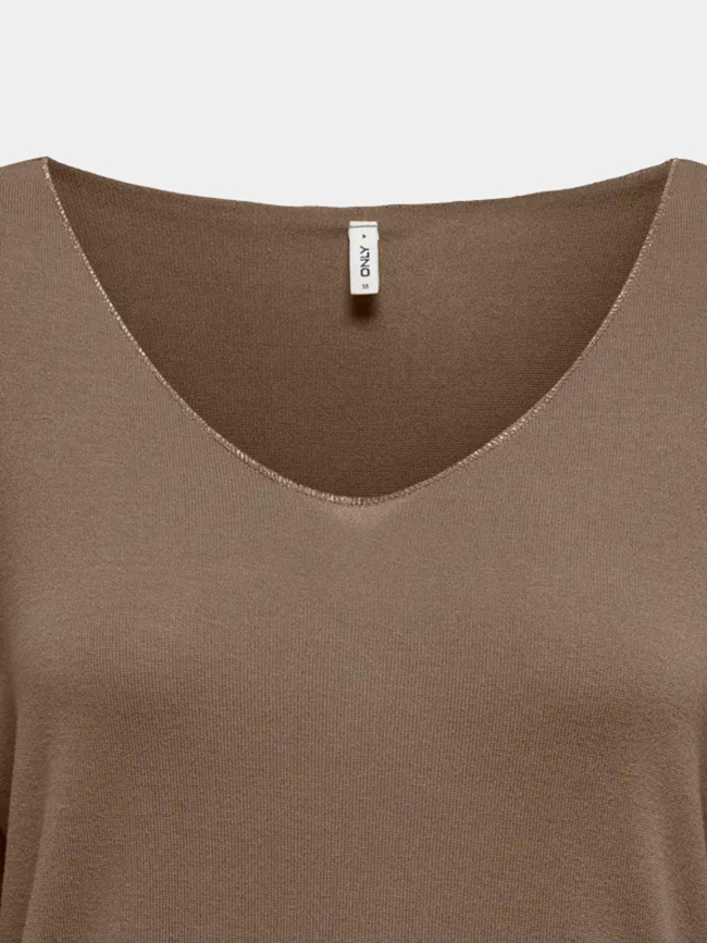 Pull fin uni hanna marron femme - Only