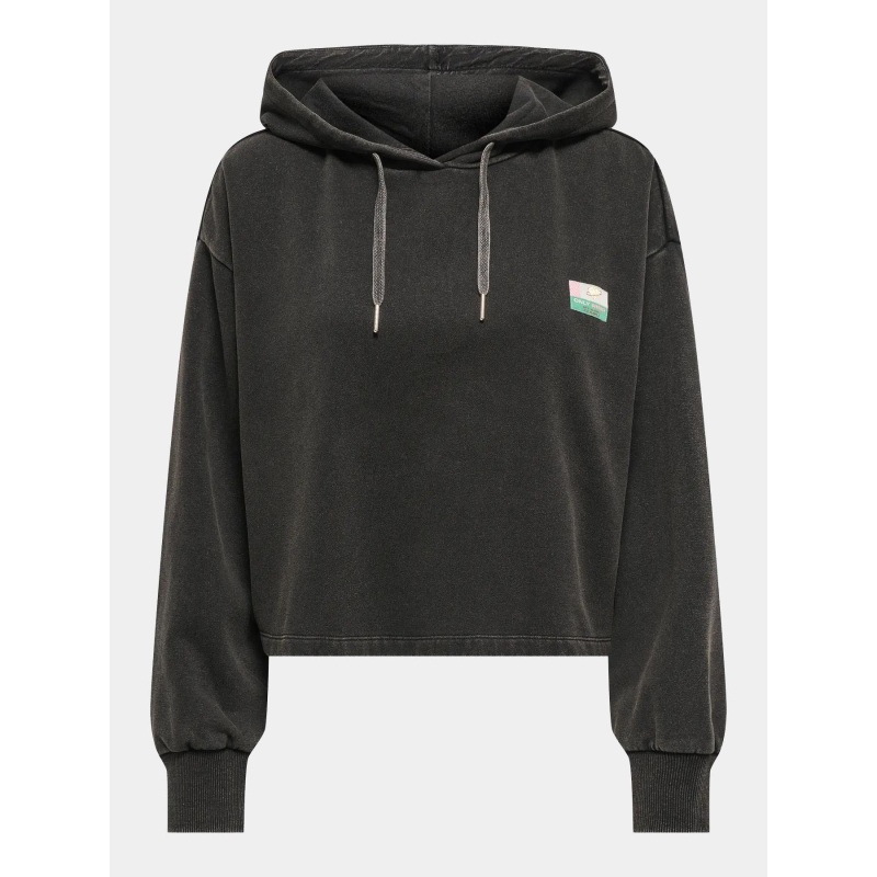 Sweat à capuche crop konny washed noir femme - Only