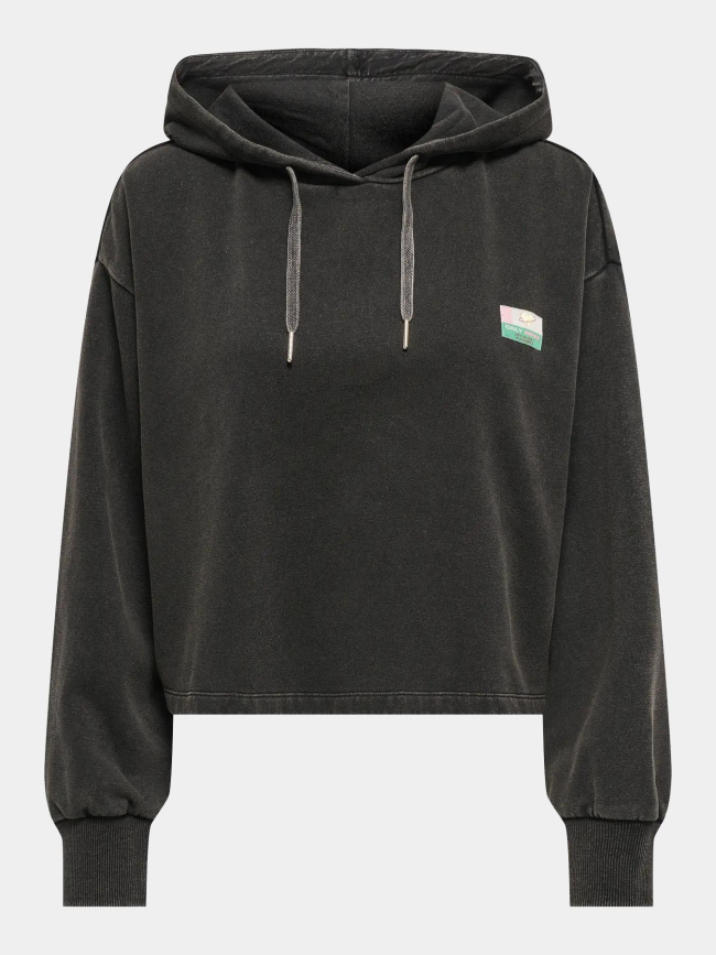 Sweat à capuche crop konny washed noir femme - Only