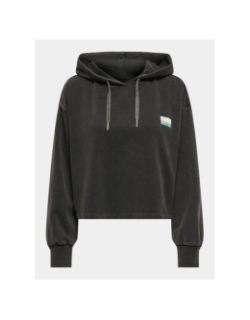 Sweat à capuche crop konny washed noir femme - Only
