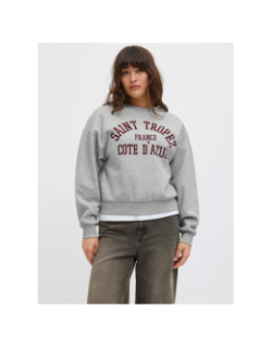 Sweat à col rond jxmerle st tropez gris femme - JJXX