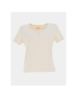 T-shirt côtelé regular léa blanc crème femme - Happy & So