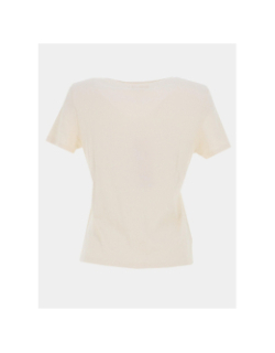 T-shirt côtelé regular léa blanc crème femme - Happy & So