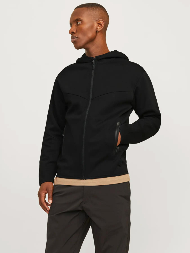 Sweat à capuche zippé jcofusion noir homme - Jack & Jones