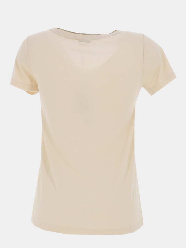 T-shirt col v pailleté dalila beige femme - Jdy