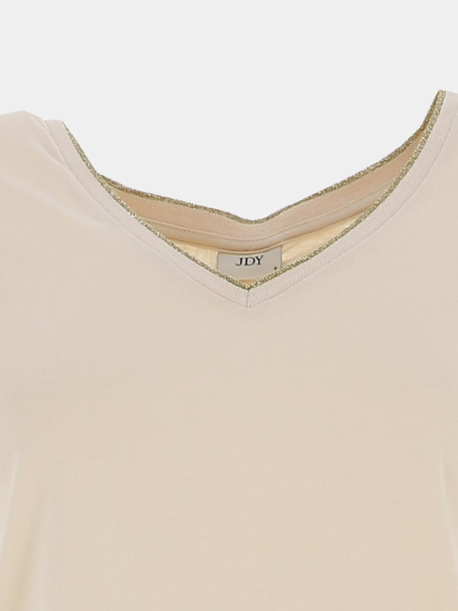 T-shirt col v pailleté dalila beige femme - Jdy
