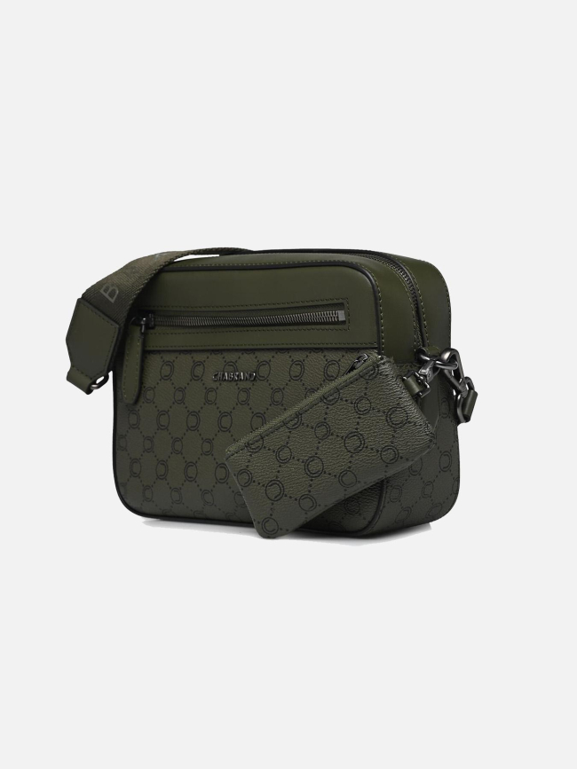 Sacoche imprimée simili-cuir kaki homme - Chabrand