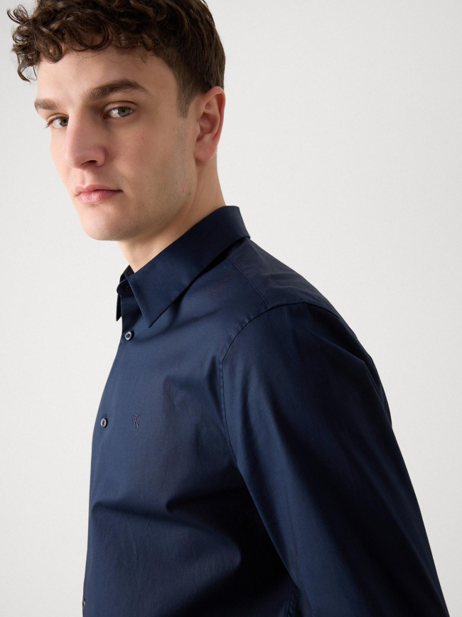 Chemise solid stretch slim bleu marine homme - Calvin Klein
