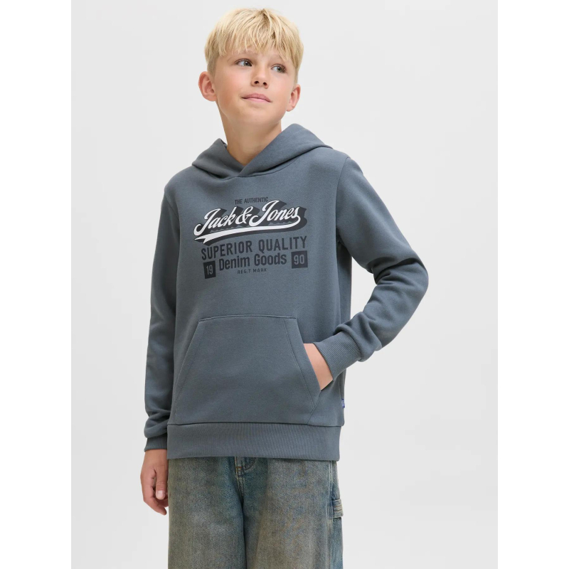Sweat à capuche logo aw25 gris garçon - Jack & Jones