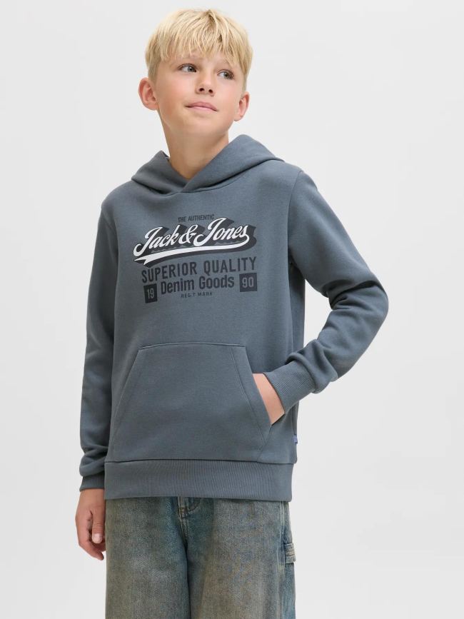Sweat à capuche logo aw25 gris garçon - Jack & Jones