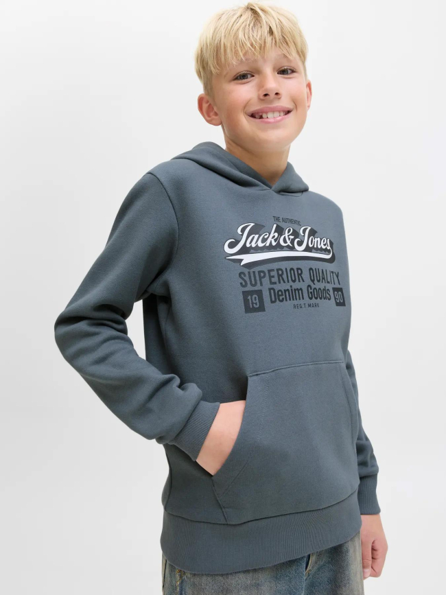 Sweat à capuche logo aw25 gris garçon - Jack & Jones