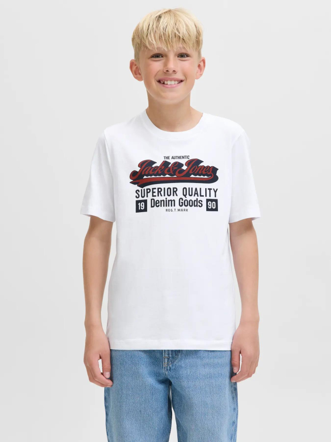 T-shirt à manches courtes jjelogo blanc garçon - Jack & Jones