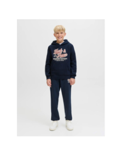 Sweat à capuche logo aw25 bleu marine garçon - Jack & Jones