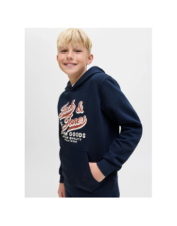 Sweat à capuche logo aw25 bleu marine garçon - Jack & Jones