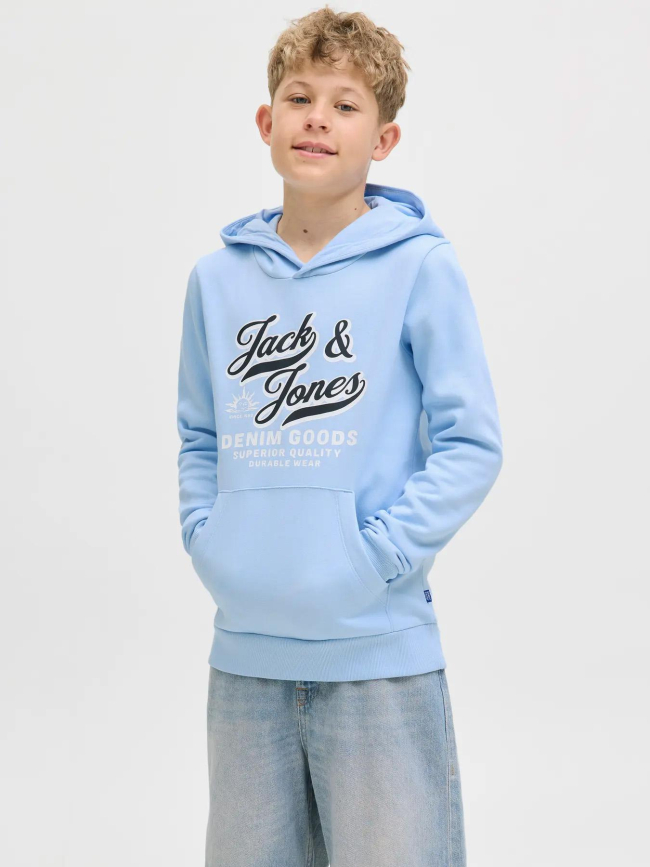 Sweat à capuche logo aw25 bleu garçon - Jack & Jones