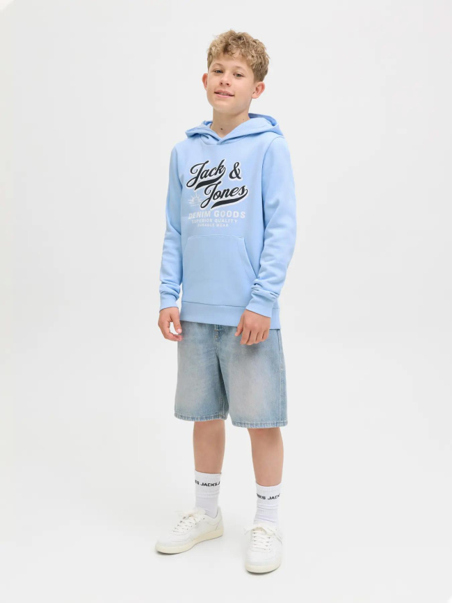 Sweat à capuche logo aw25 bleu garçon - Jack & Jones