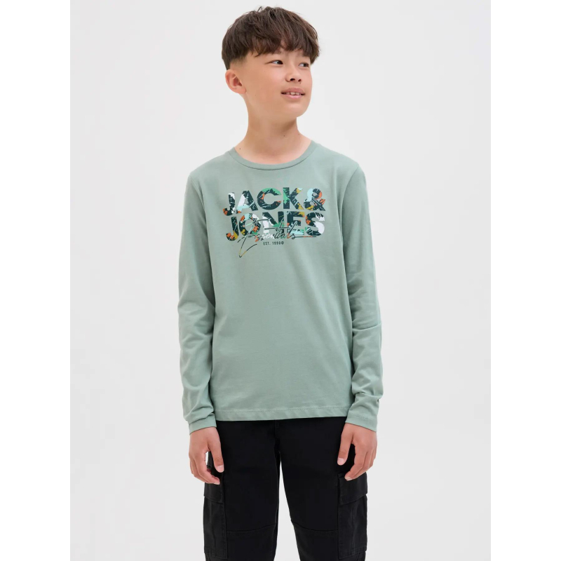 T-shirt à manches longues jjgeplas vert garçon - Jack & Jones